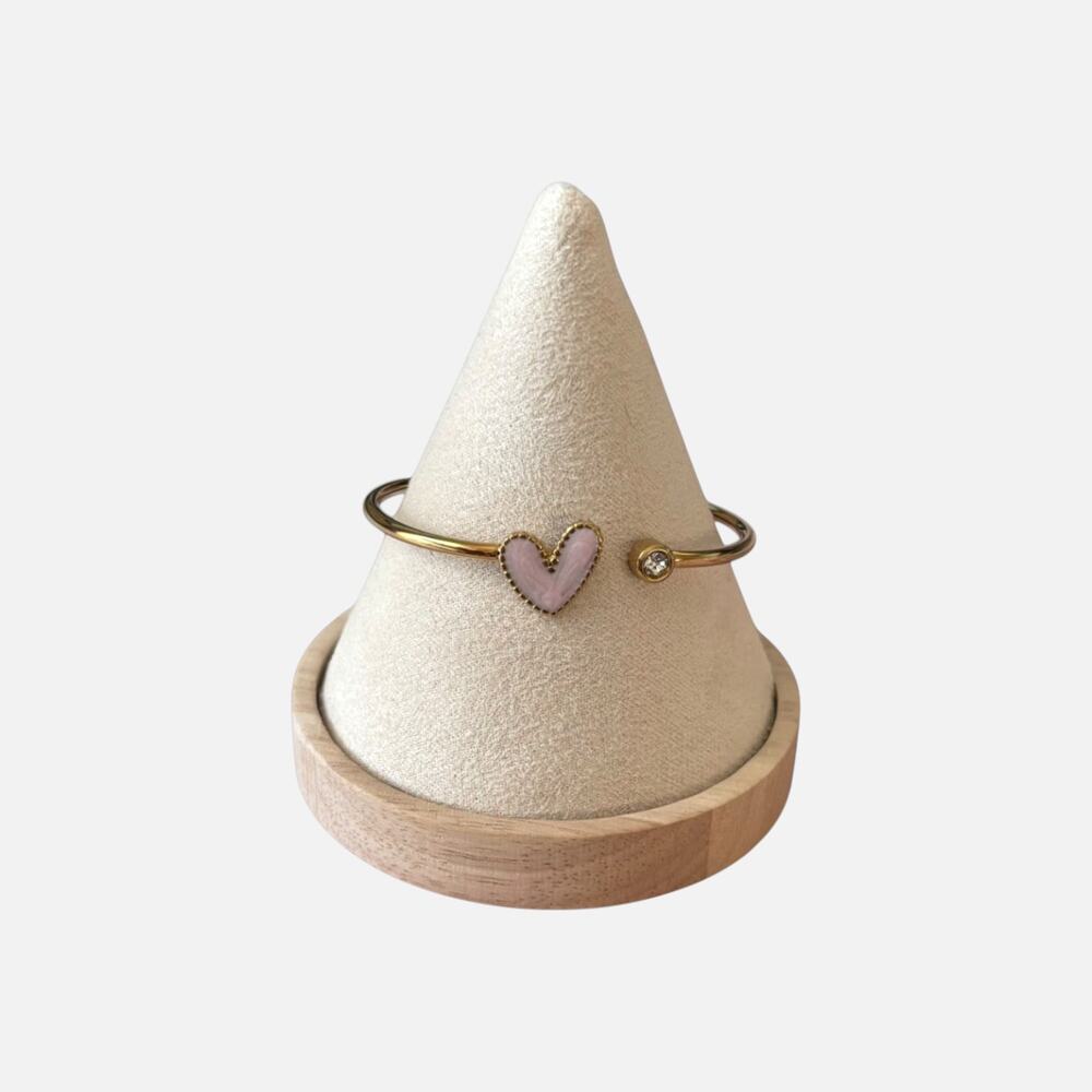 Light Pink Heart Open Cuff Bracelet